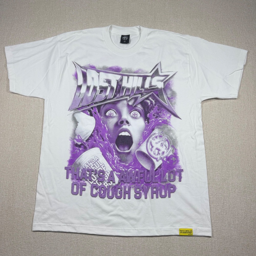 Lost Hills Thats A Awful Lot Of Cough Syrup‎ T-Shirt White Purple Desto Dubb 2XL